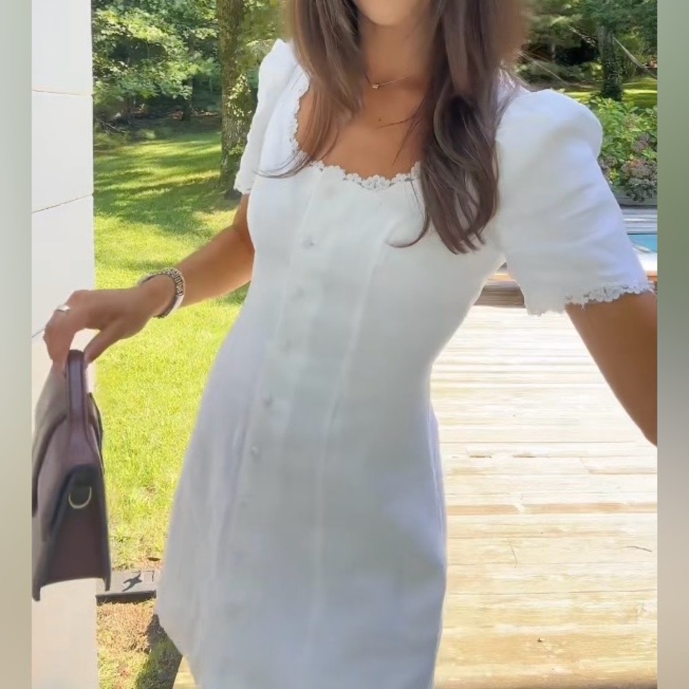 Reformation Anabella Linen Mini Dress in White - Picture 4 of 8